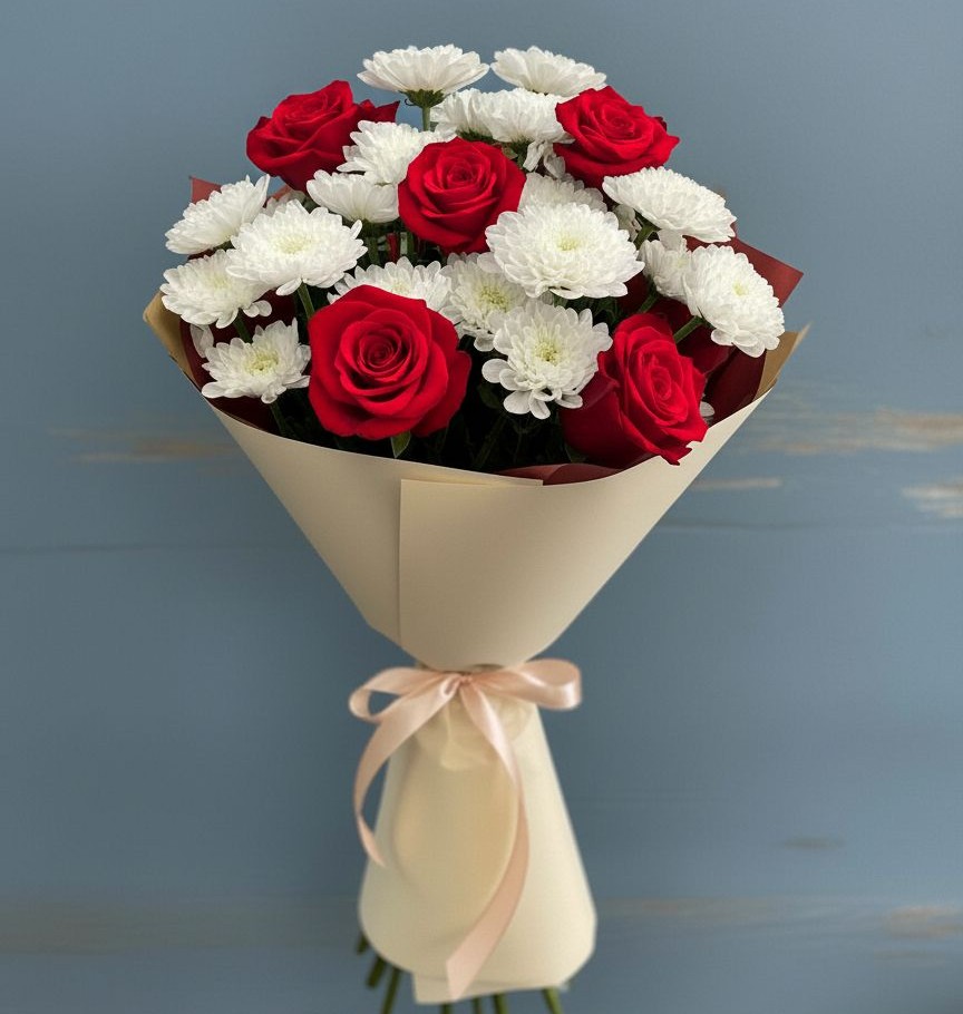 Букет цветов из: Розы и Хризантемы в Коврове