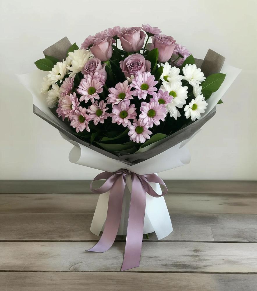 Букет цветов из: Хризантемы и Розы в Коврове