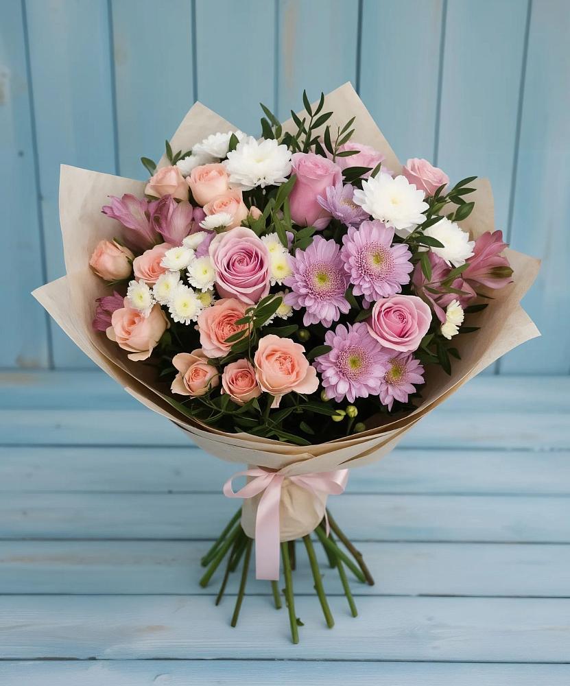 Букет цветов из: Хризантемы, Розы и Альстромерии в Коврове