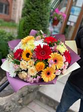 Букет цветов из:  Герберы, Ромашки, Хризантемы, Розы и Подсолнухи #REPLACE_PRED# Коврове