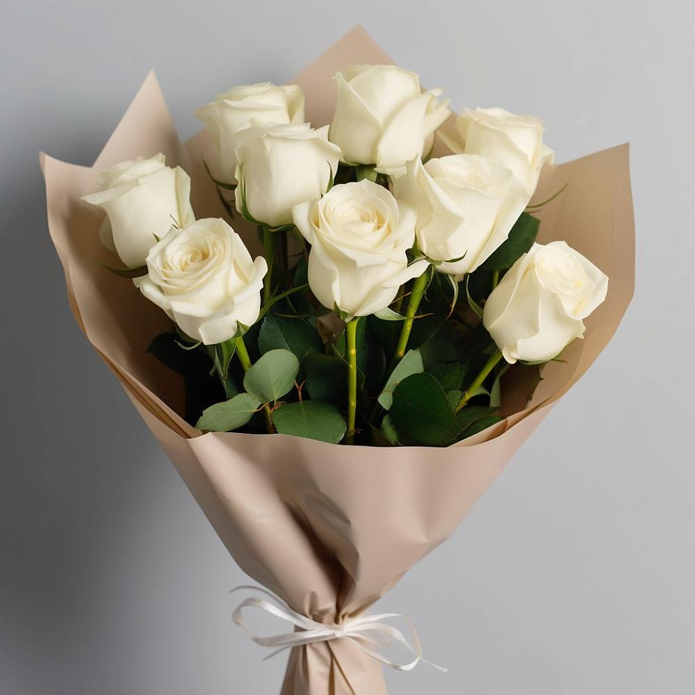 Букет 9 Белых роз Эдлесс Лав в Коврове