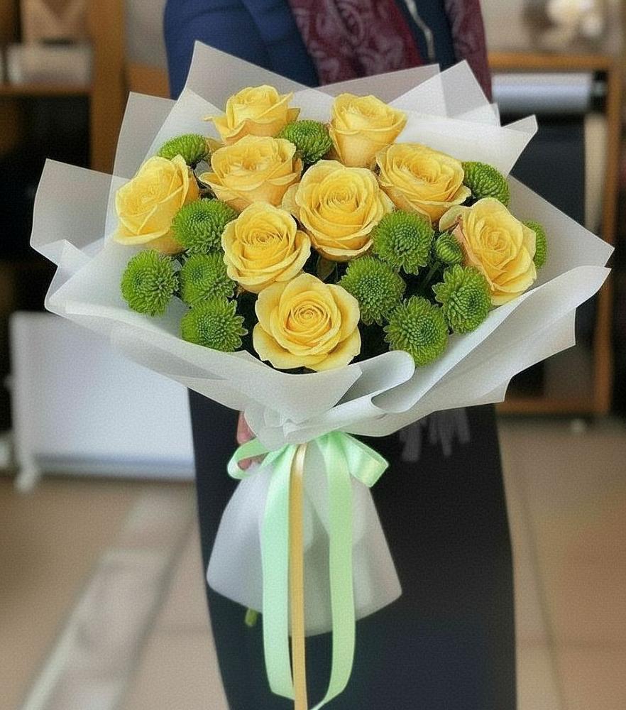 Букет цветов из: Хризантемы и Розы в Коврове