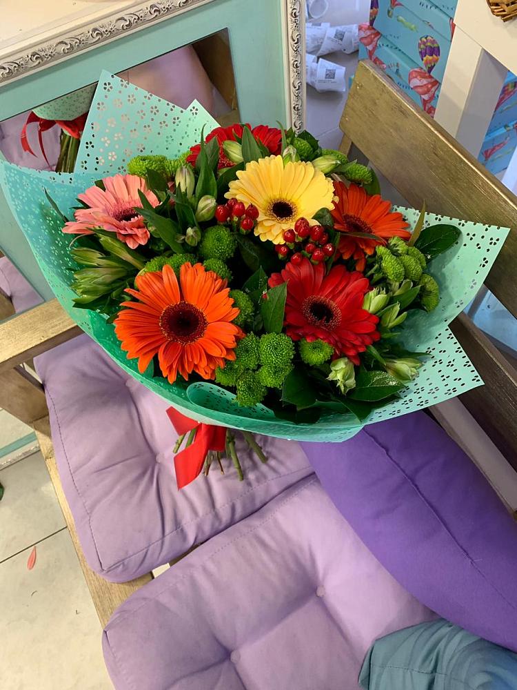 Букет цветов из: Герберы, Хризантемы и Альстромерии в Коврове