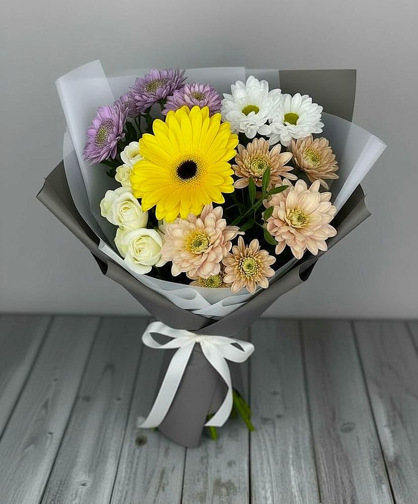 Букет цветов из: Розы, Герберы и Хризантемы в Коврове