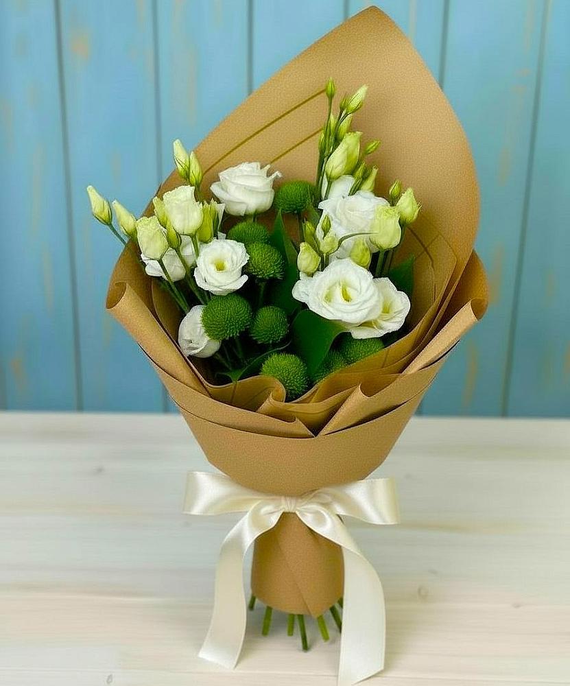 Букет цветов из: Хризантемы и Лизиантусы в Коврове