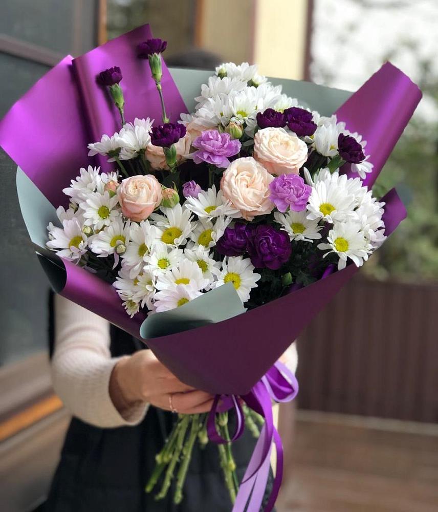 Букет цветов из: Хризантемы, Гвоздики и Розы в Коврове