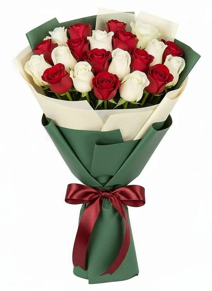 Букет Микс из красных и белых роз в Коврове