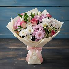Букет цветов из:  Хризантемы, Альстромерии и Розы в Коврове