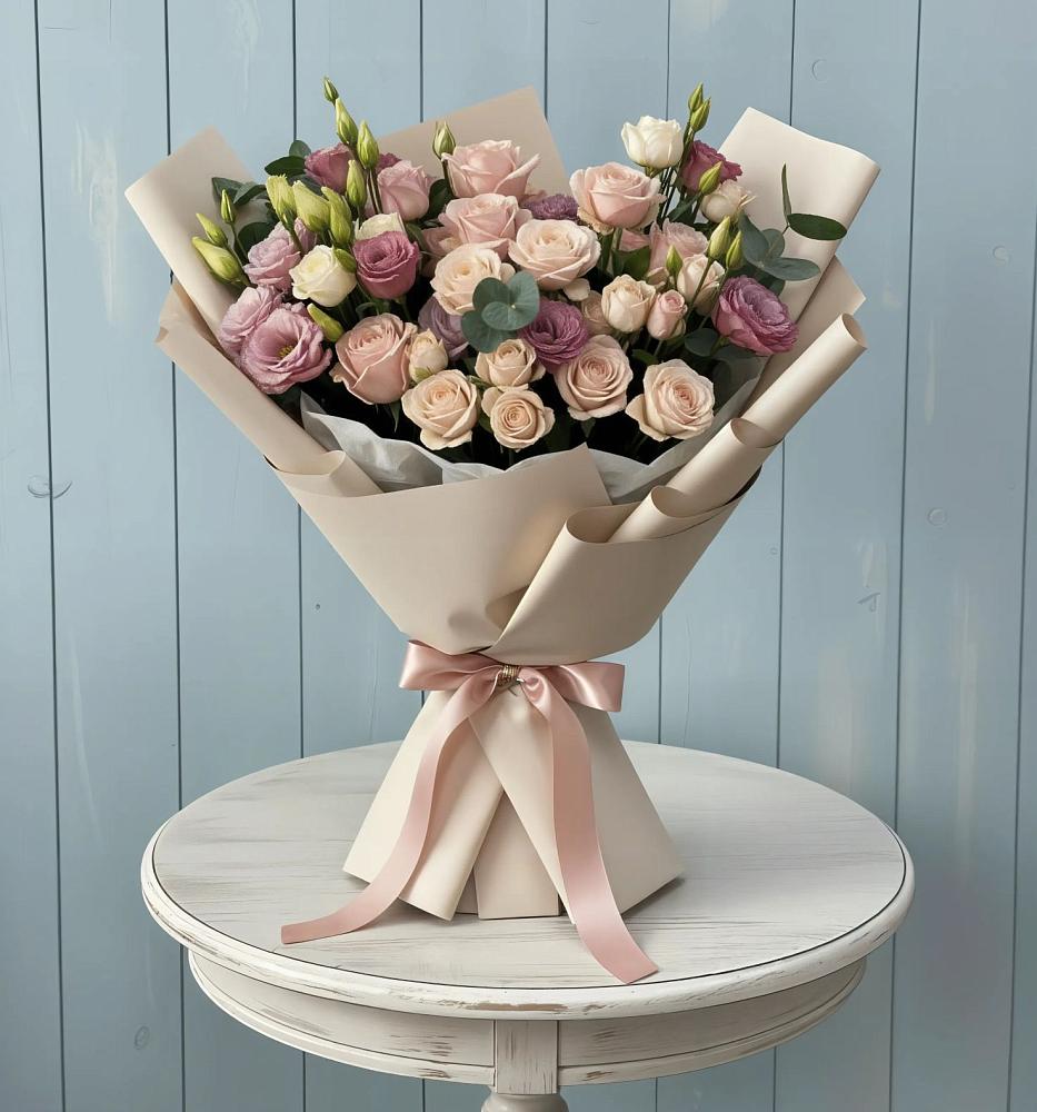 Букет цветов из: Розы и Лизиантусы в Коврове