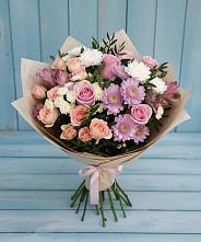 Букет цветов из:  Хризантемы, Розы и Альстромерии в Коврове