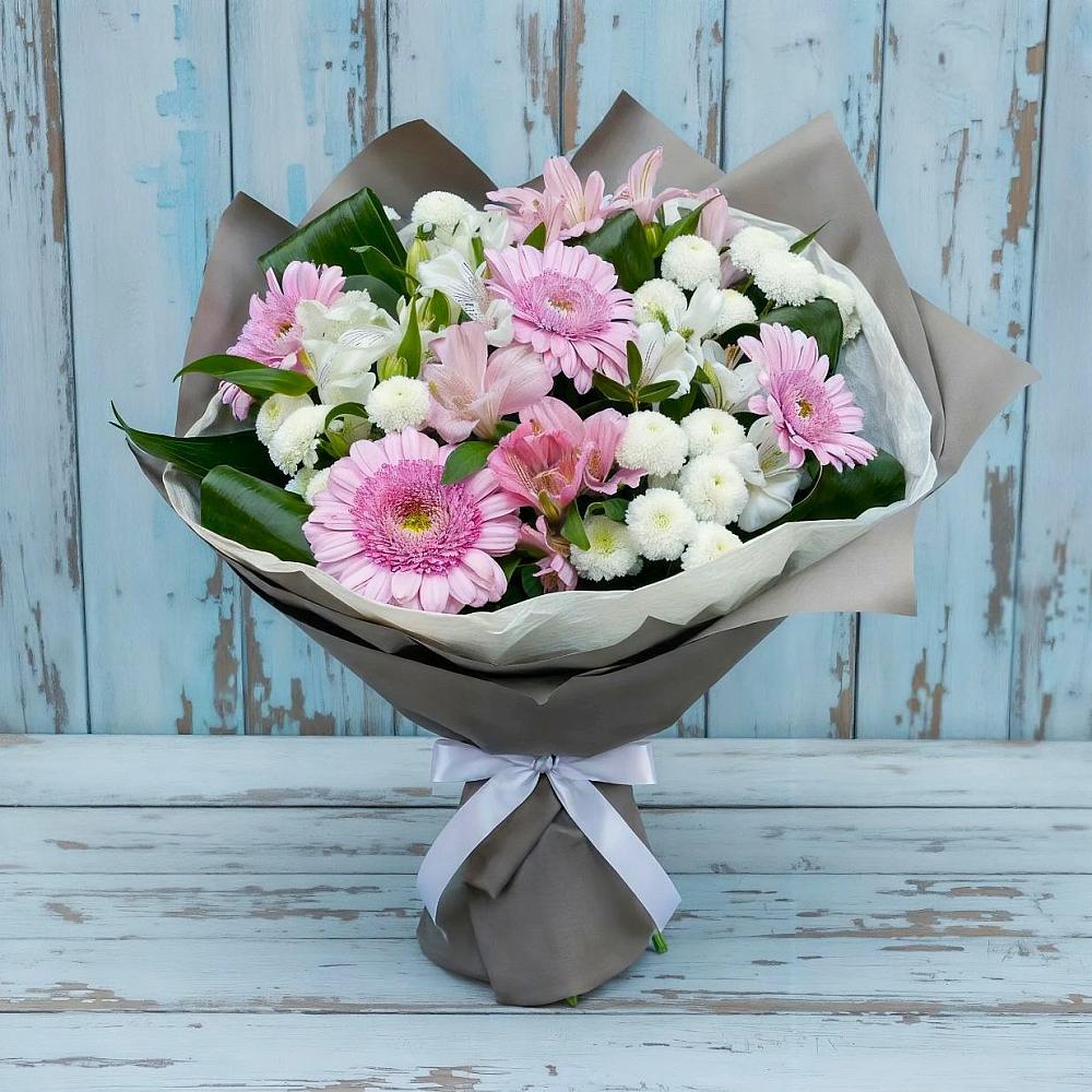 Букет цветов из: Герберы, Альстромерии и Хризантемы в Коврове