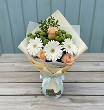 Букет цветов из:  Герберы, Розы и Хризантемы в Коврове