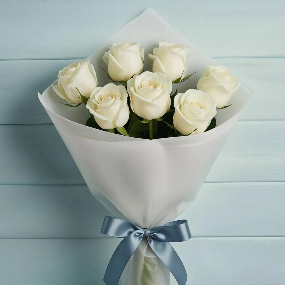 Букет 7 Белых роз Эдлесс Лав в Коврове